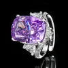 adjustable size Ice Flower cut purple diamond ring