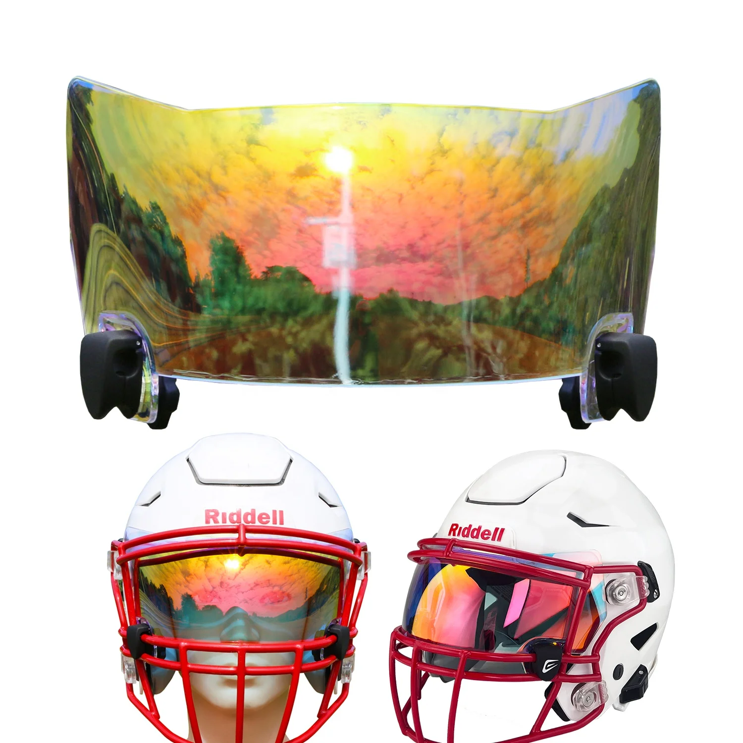 2024 Universal Fit Eye Shield Visor AntiFog Rugby Rainbow Football Helmet  Visor for Speedflex American Football Visor With Clips