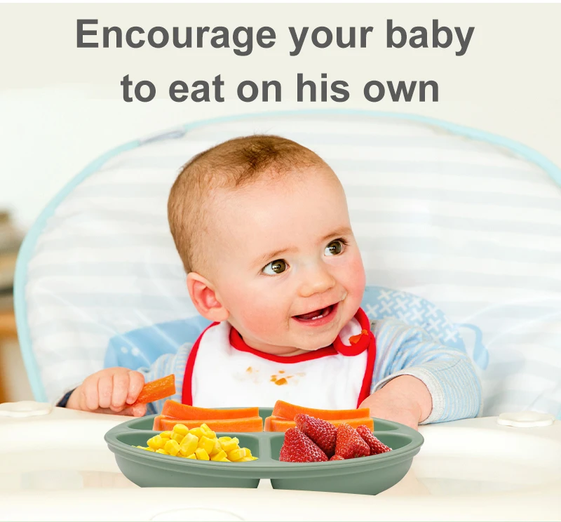 Modern Design round Baby Plate Easy to Clean Food Grade Silicone Ceramic Material Kids Dining Dinnerware Sets for Babies Feeding