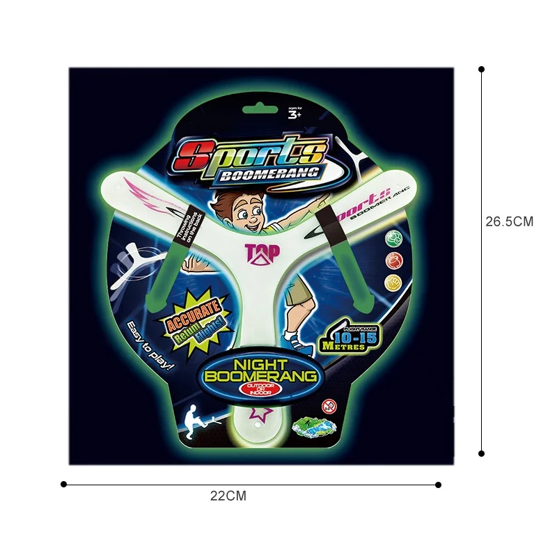 Высококачественная пластиковая спортивная игра boomerang, светящийся летающий диск для игр на открытом воздухе