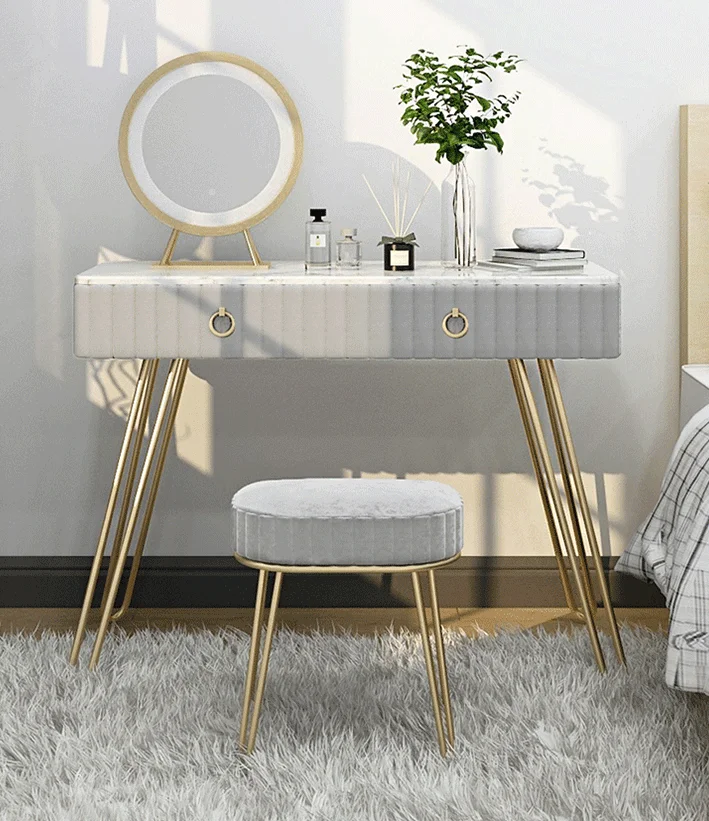 Modern Vanity Mirror Dressing Table with Mirror Deluxe Make up Table Wood Drawer Dresser
