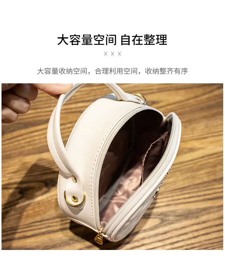 Women's Round Shoulder Bag 2023 Geometric Embroidery Handbag - Buy ...