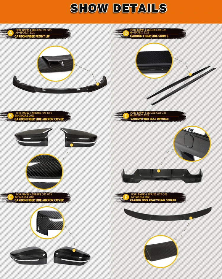 High Performance Good Fitment True Carbon Material Auto Body Kit For