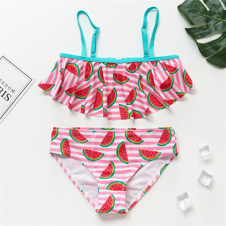3~14year Girls Swimsuit Kids Swimwear Cute Print Kids Bikini Sets ...