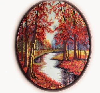 100% Embroidery made silk woven picture wall hanging art for home decoration with wood frame
