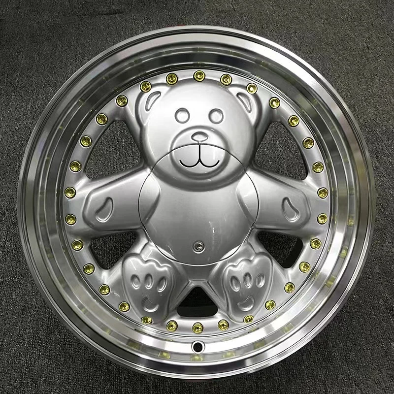 Wholesale 15X8j ET 25 4x100/114.3 Modified Silver Little Bear Passenger Car Wheels for Mini Car Mags 5X100/114.3