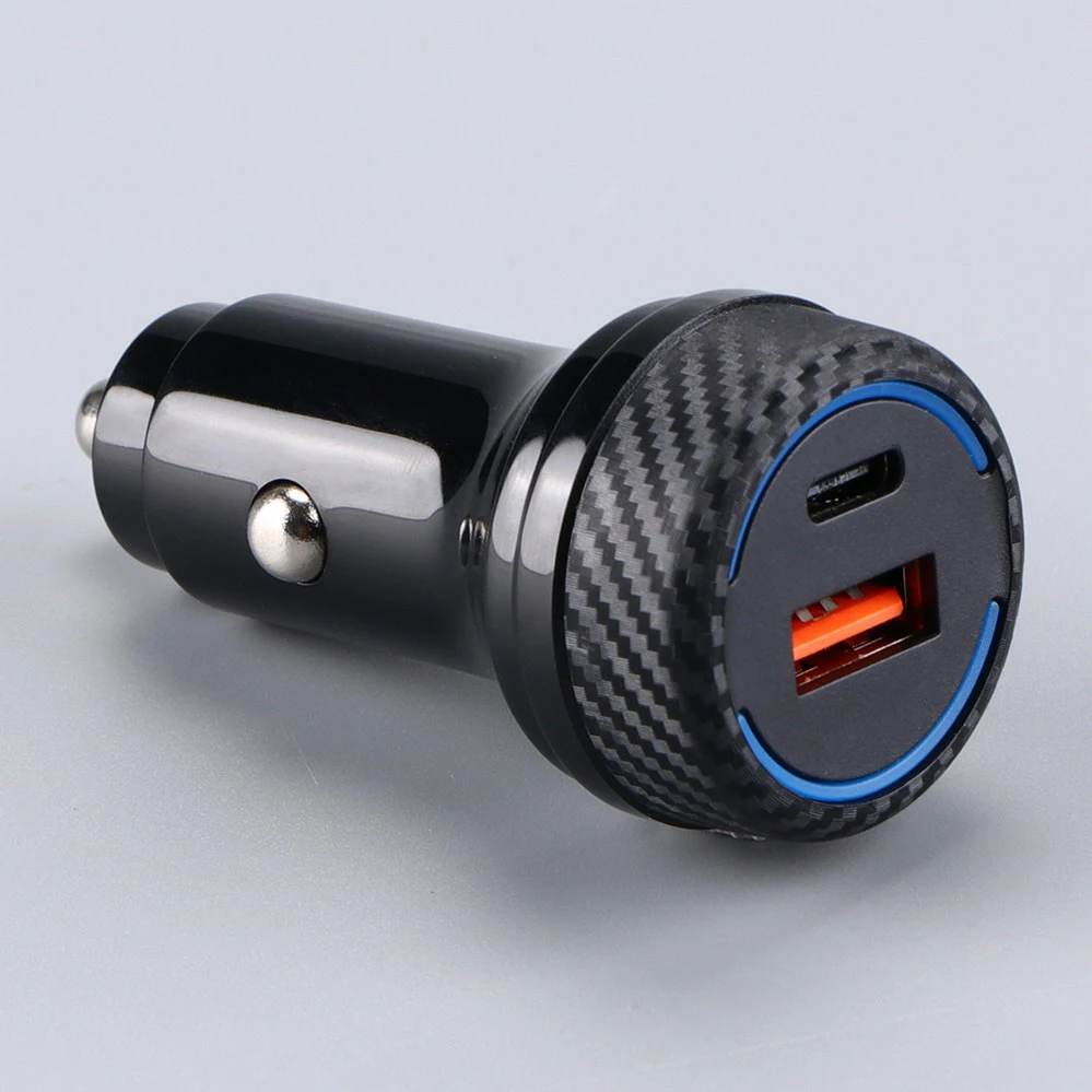  1 USB-A + 1 USB Type-C Black Car charger DC12V-24V 5021