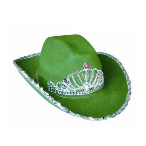 Green Cowgirl Cowboy Crown Hat 