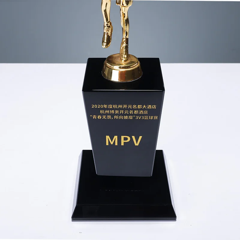 Factory Direct  k9 Crystal Metal  MVP Basketball Trophy With Custom Design details