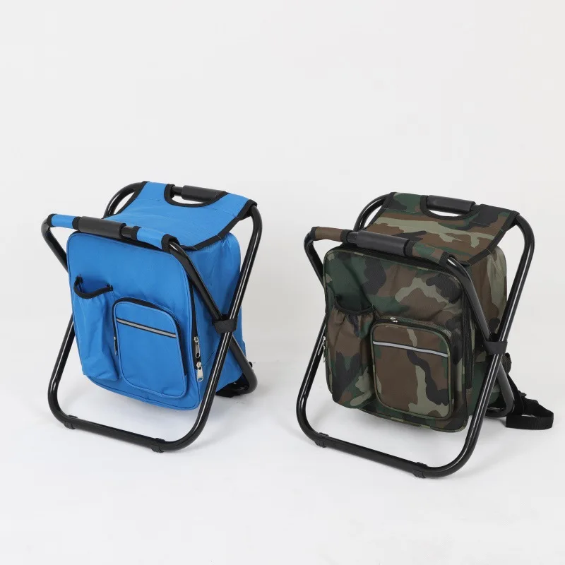 2022 Folding Stool Backpack Chair with  Insulated Cooler Bag Sustainable Seat Doite Beach Compartment Fishing Straps