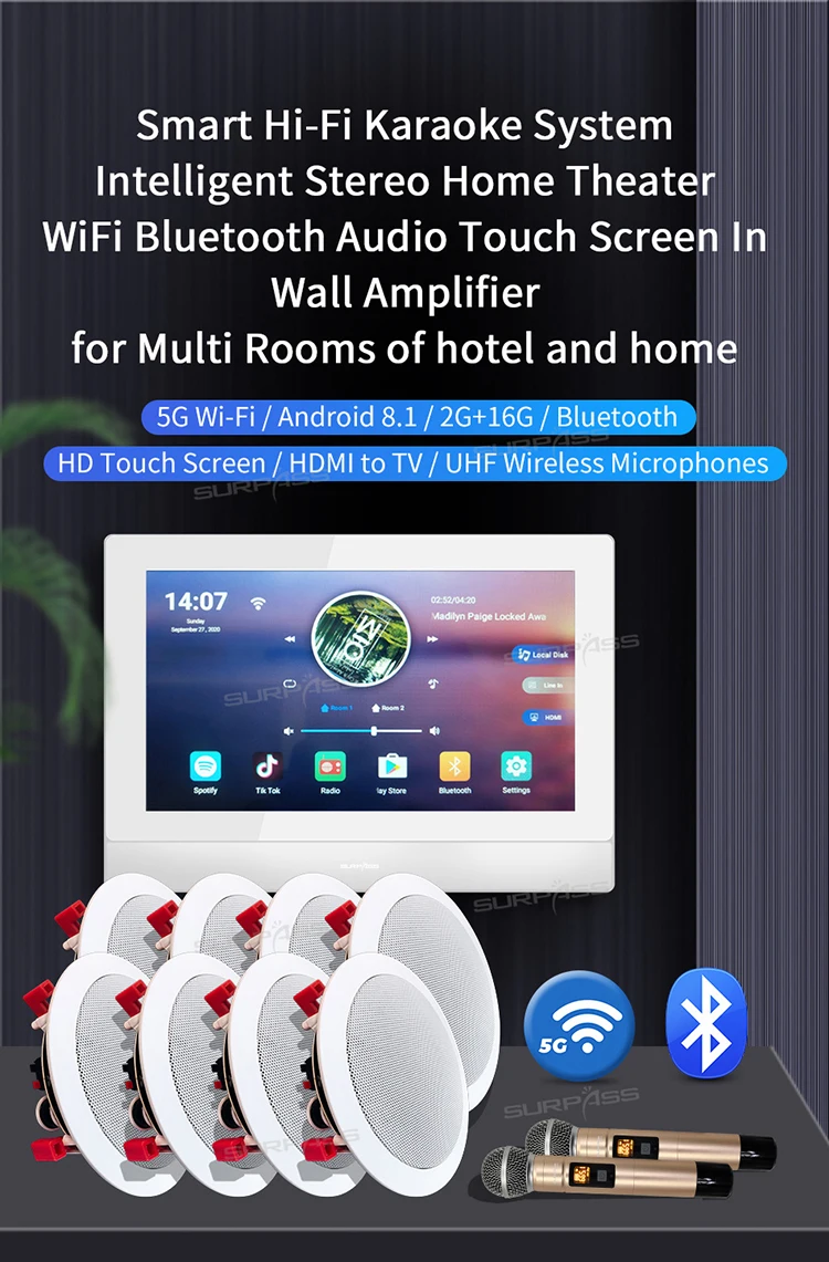 7inch Hd Touch Screen Wifi Hifi Smart Home Audio Karaoke System Multi