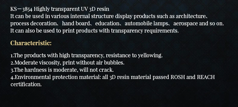 High Transparent UV 3d printing Resin For DLP LCD UV Sensitive 3D Printer 1KG 3D Printer Resin