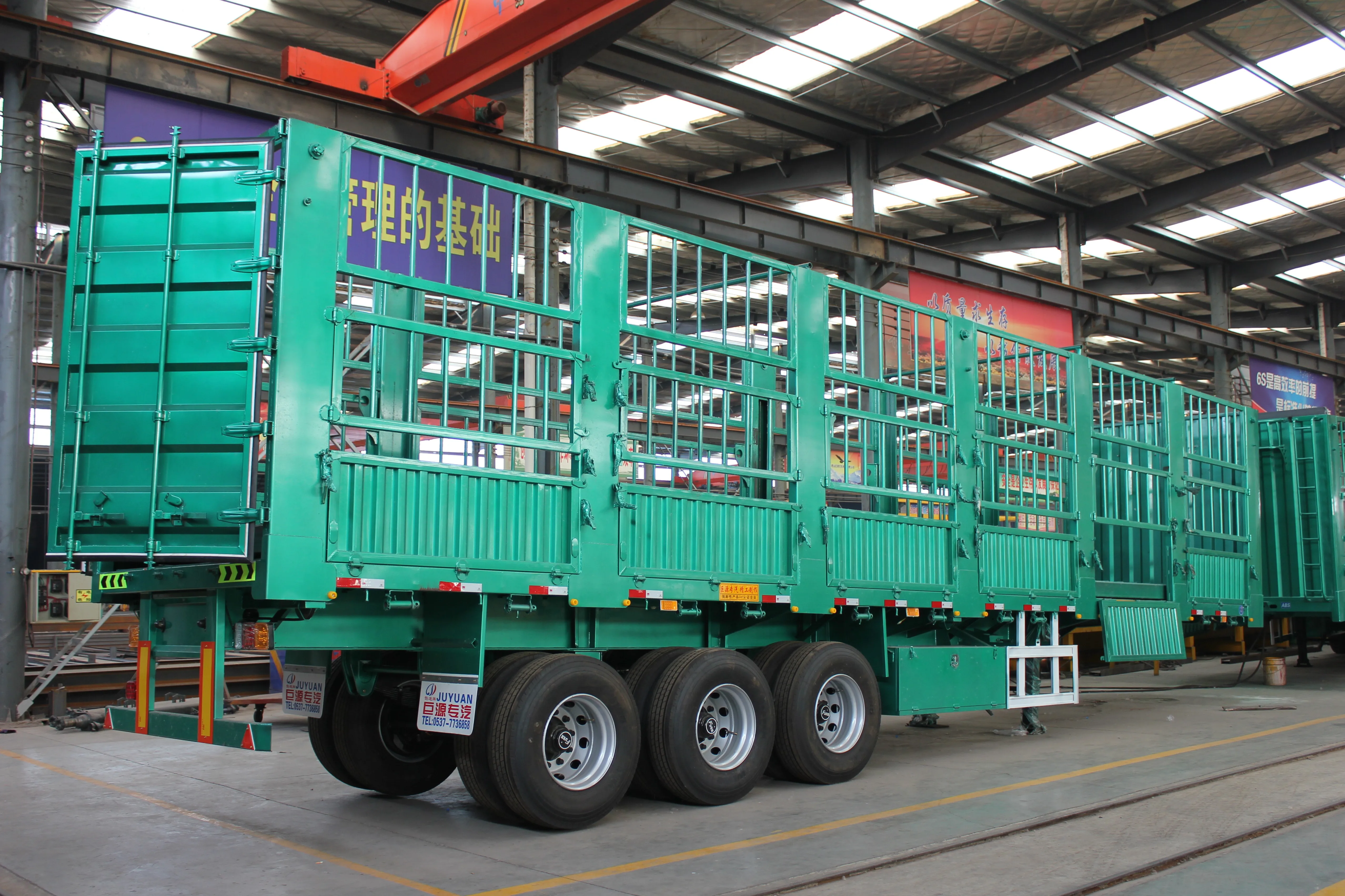 3 轴重型运输货物偏高围栏半挂车围栏平板车拖车dolly - buy bulk