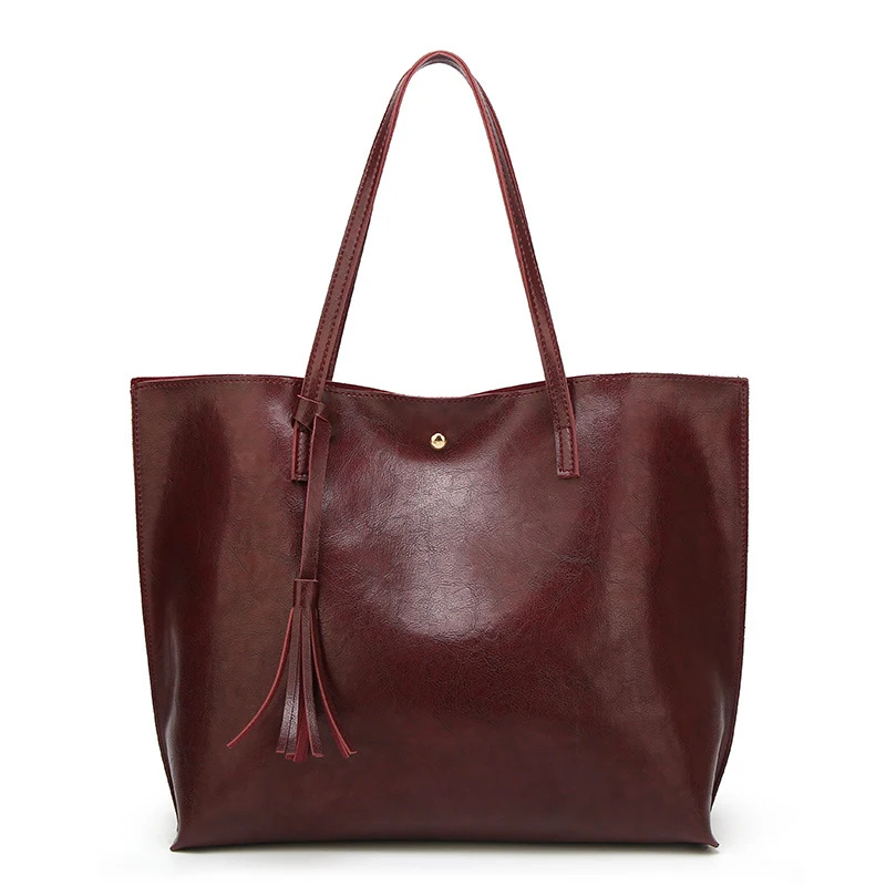 soft leather tassel tote bolsa