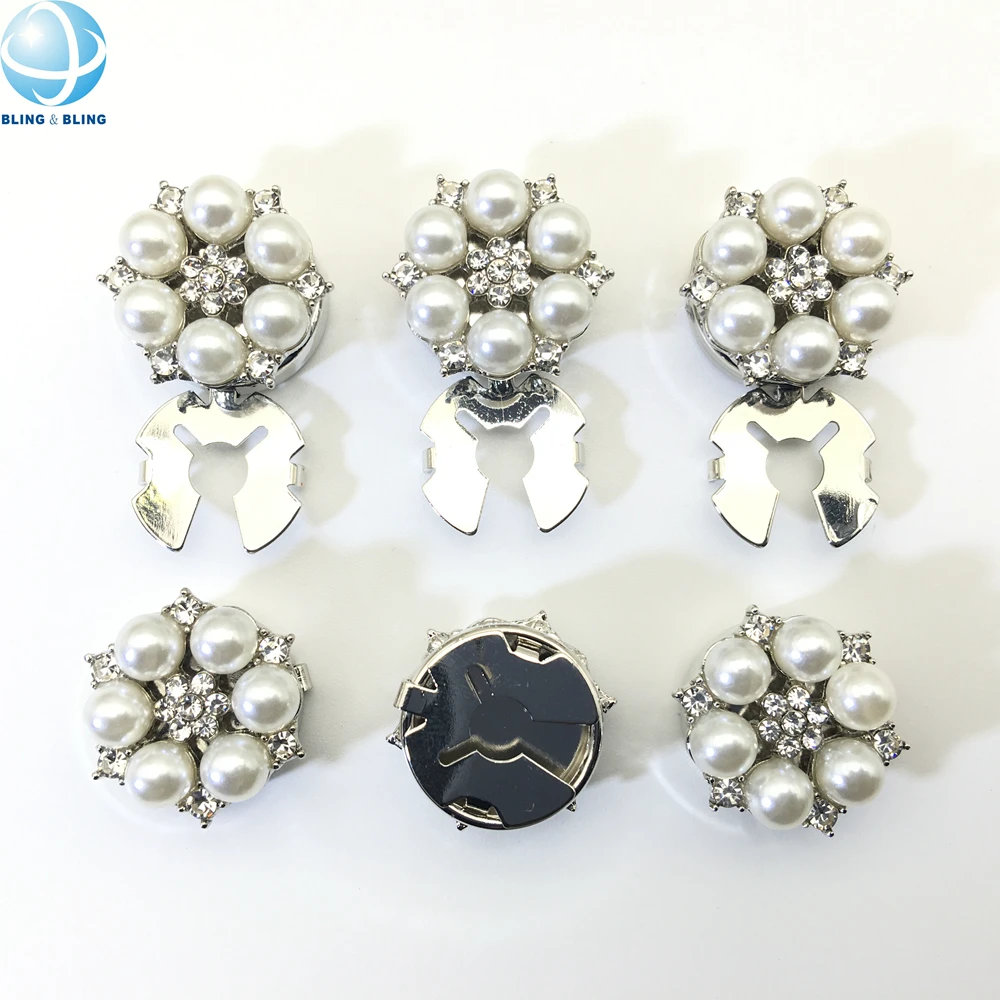 Support Custom Shirt Button Covers Cufflinks No Sew Garments Jewel Crystal Pearls Button Covers Clip on Sleeve
