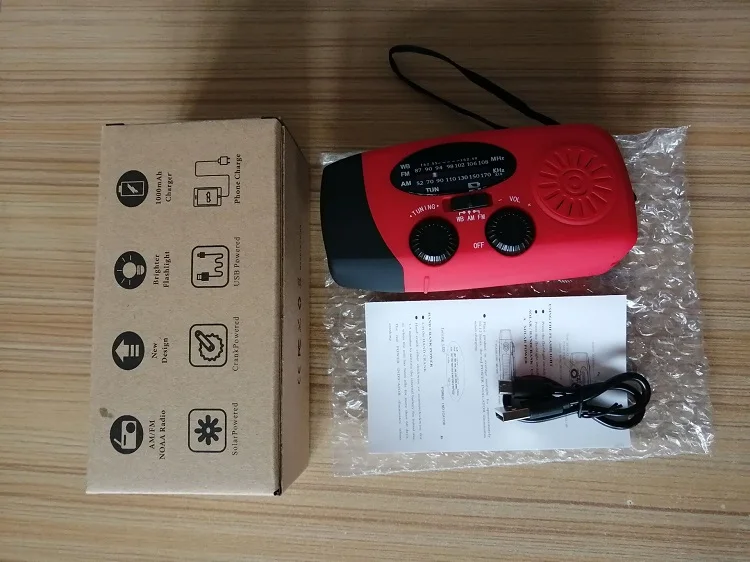 Weather Radio Solar Powered Am Wb Fm Radio 2000mah Camping Portable