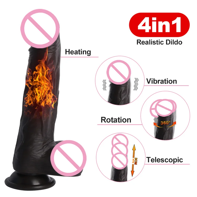 black vibrator dildo Power Pounder Silicone Dildo Thrusting Vibrator main image 0
