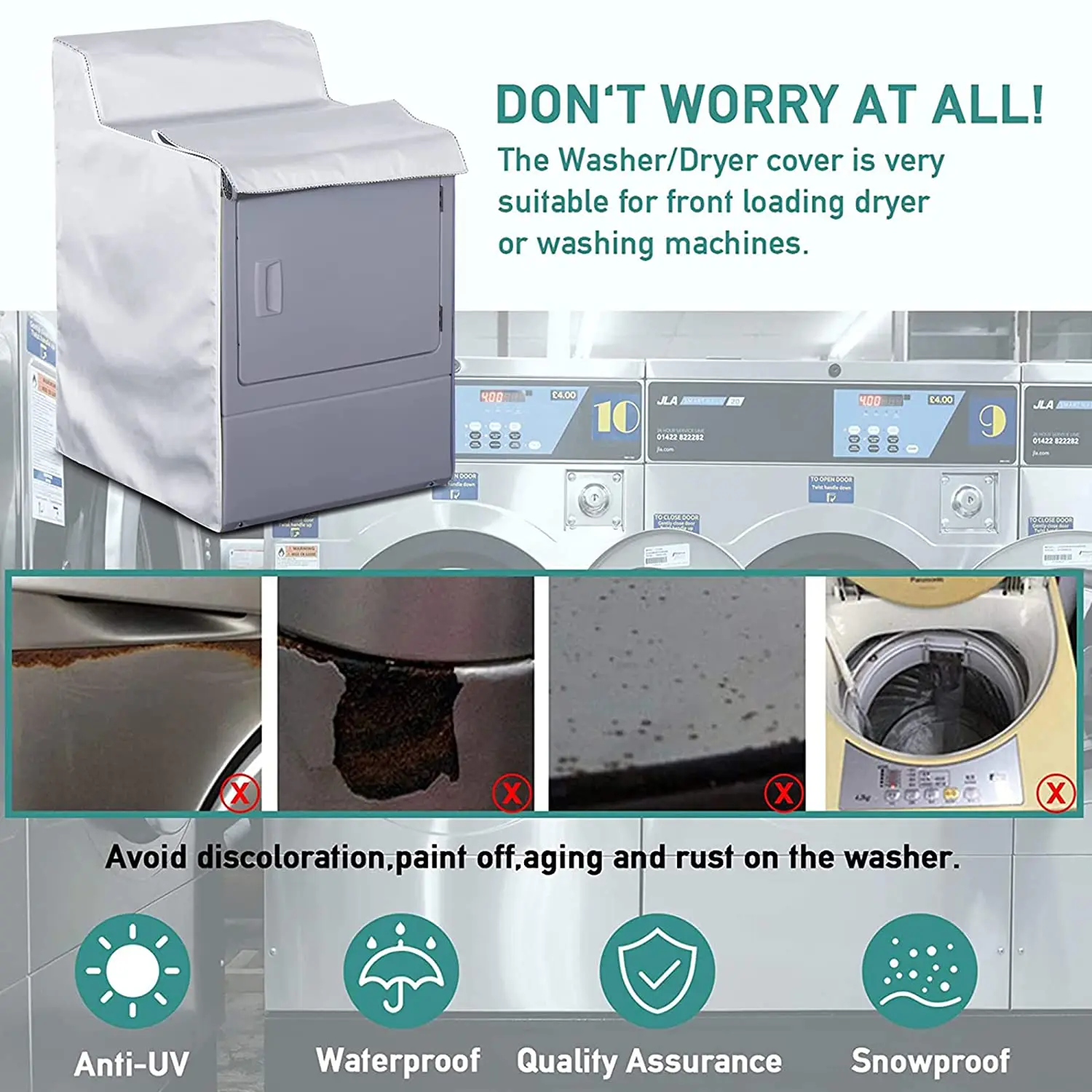 Waterproof Dryer W27*d26*h43in Silver Washing Machine Accessories Machine Washer Dryer Washing