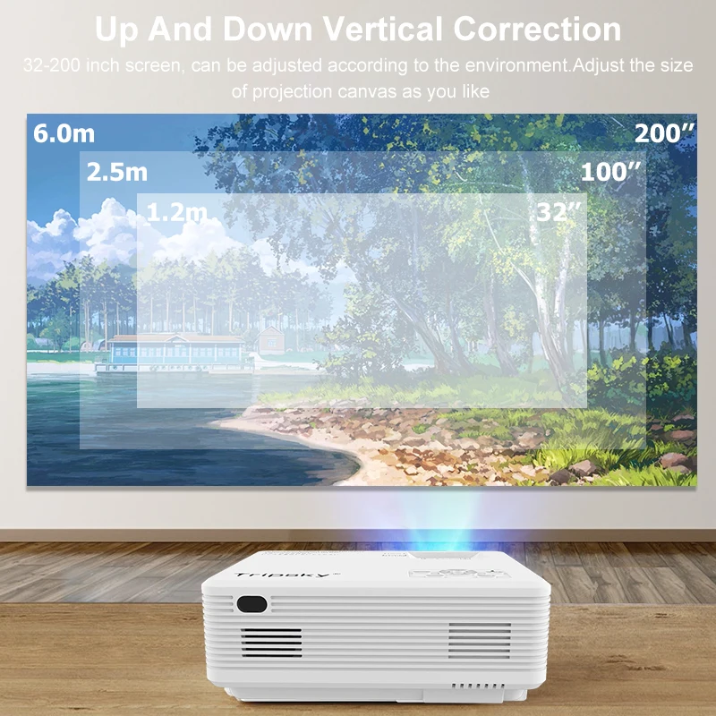 Tripsky LCD Projector Home Theater 1080P Native Full HD Portable Movie LED Beamer Projectors