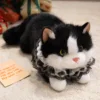 Babero de encaje negro con diseño de gato Ragdoll.