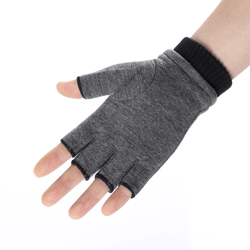 Fashionable Men Gloves Winter Warm Half Finger Thermal Gloves