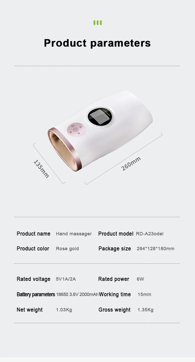 Cordless Palm Mini Air Compression Electric Hand Massage Machine With Heat Compression