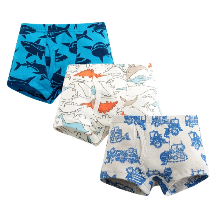 Espoy Boys Underwear Dinosaur Kids Boxer Brief Shorts Striped