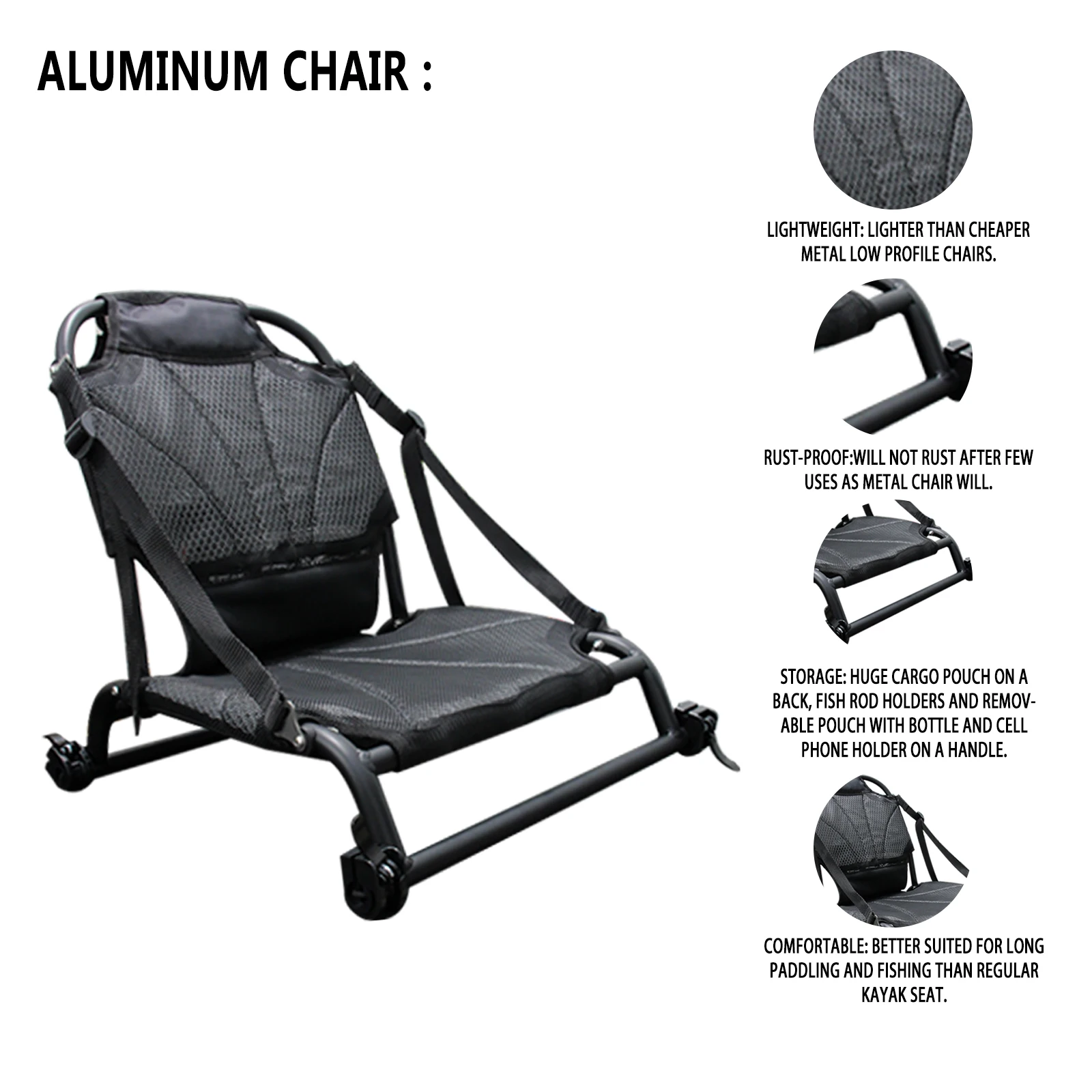 Canoe Fishing Kayak Seat Deluxe Backrest Aluminum Kayak Seat Kayak