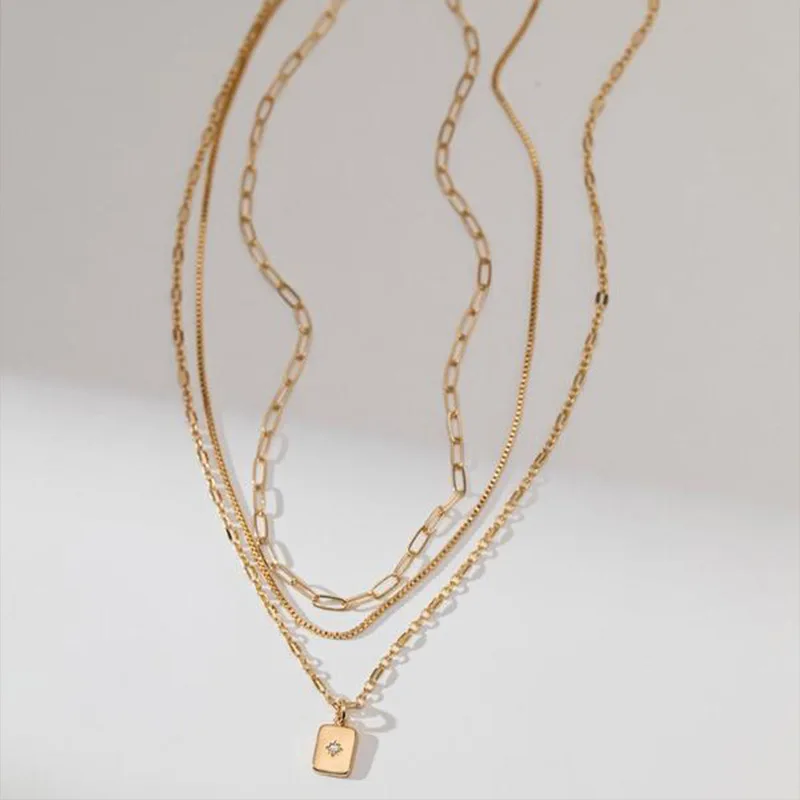 Trendy Geometric Zircon Pendant Necklace