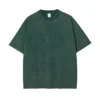 T-shirt verde scuro con stampa a cera