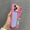 Hot Pink blue case+lanyard