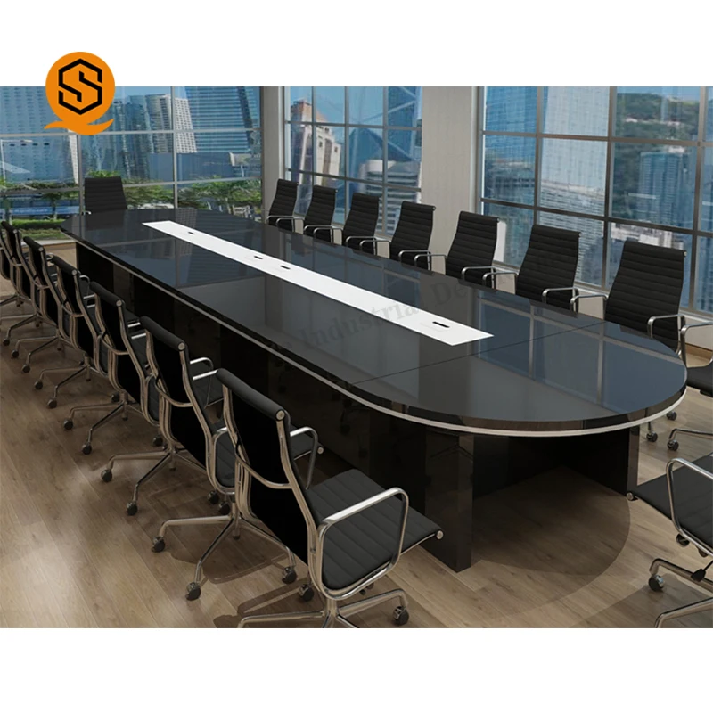 Black Gloss Conference Room Table Modern Design Office Smart Small Round Conference Tables