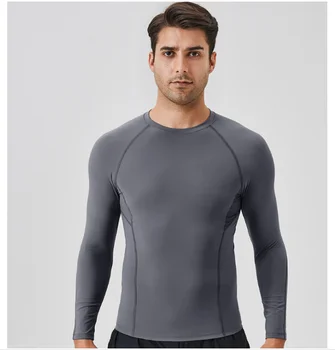 Men's Sports Fitness Suit Nylon Outdoor Training Tight Fitting Quick Drying Top Breathable Fitness Long Sleeved Shirt