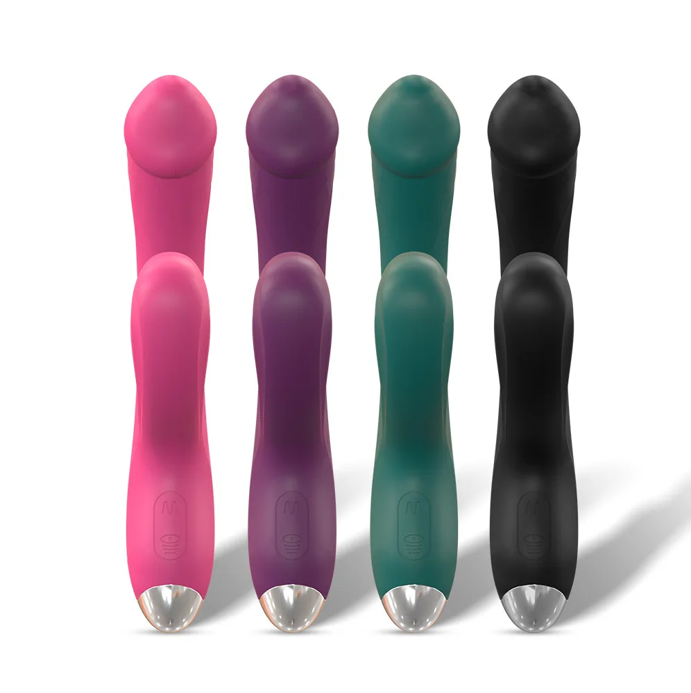 Product design showing clitoral suction head, G-spot shaft, and nipple stimulator
