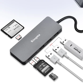 KingMa 6-in-1 Multi-functional USB Hub Aluminum Shell to USB 3.0 Type C with Card Reader detail image