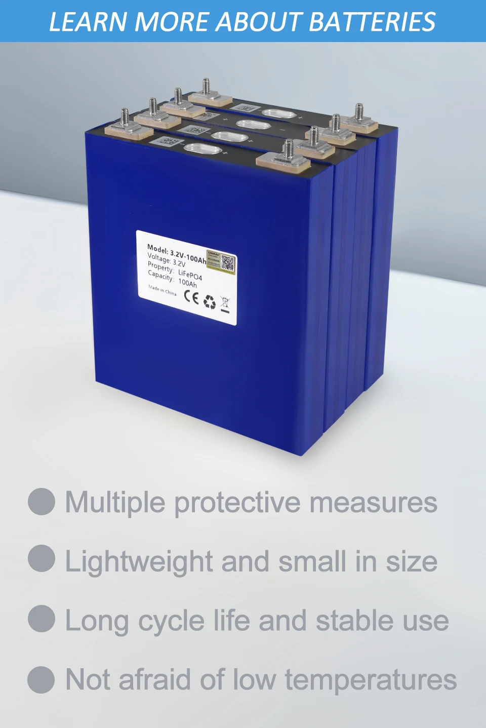 LiitoKala Lifepo4 3.2v 100ah Prismatic LFP Lithium Ion Batteries Grade ...