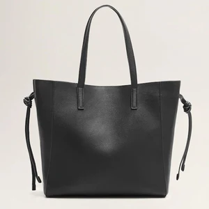 Custom Classical Black Ladies Leather Tote Bag Shoulder Shopper Handbag Purse for Women