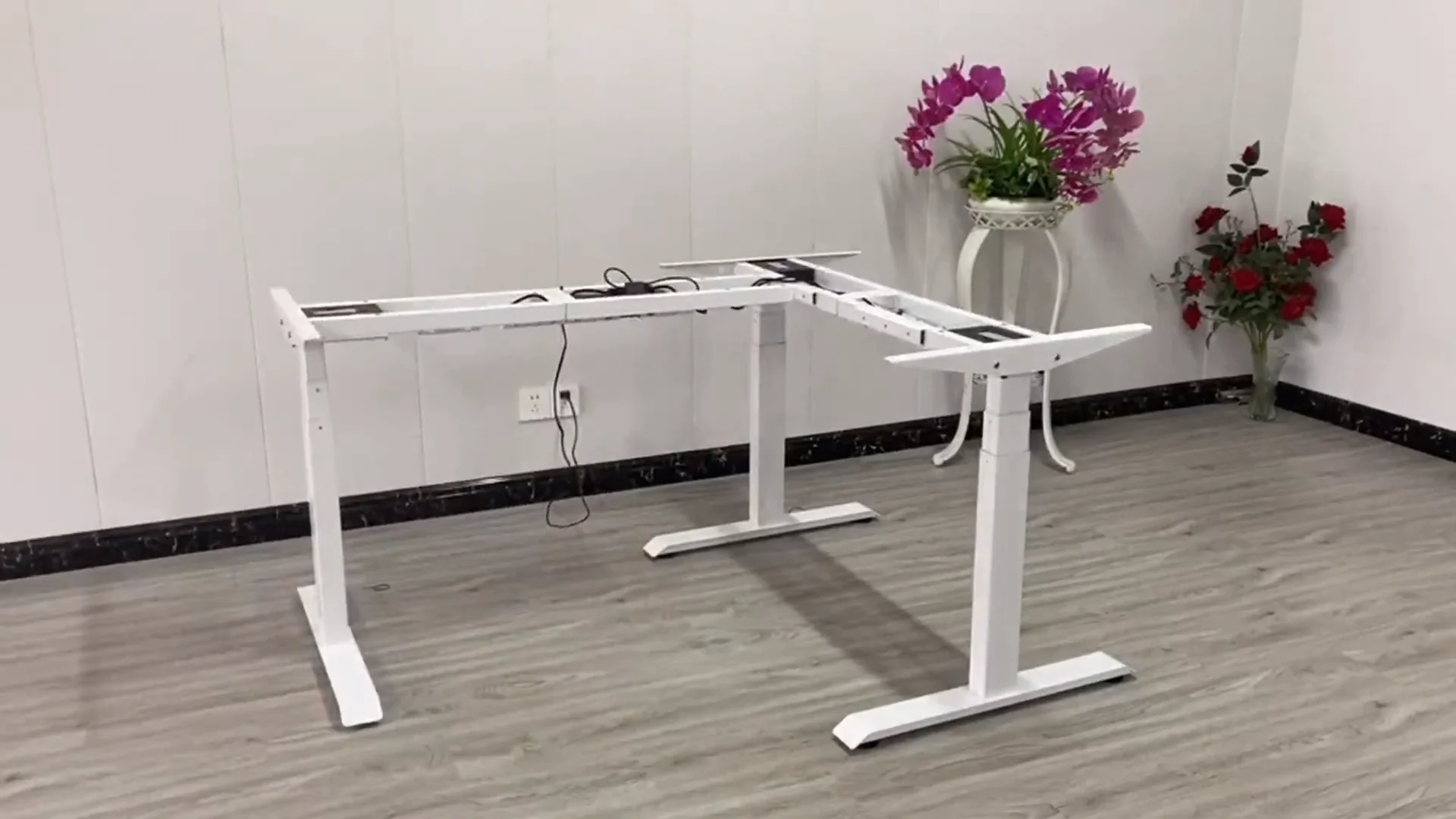 Height Adjustable L Shaped Corner Standing Computer Desk Frame Base Buy Corner Standing