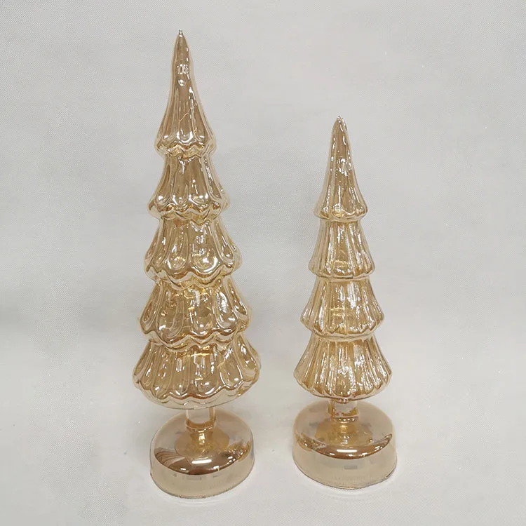 Pre illuminated light up gold best tabletop indoor led hand blown glass cone xmas christmas decor led light tree home details