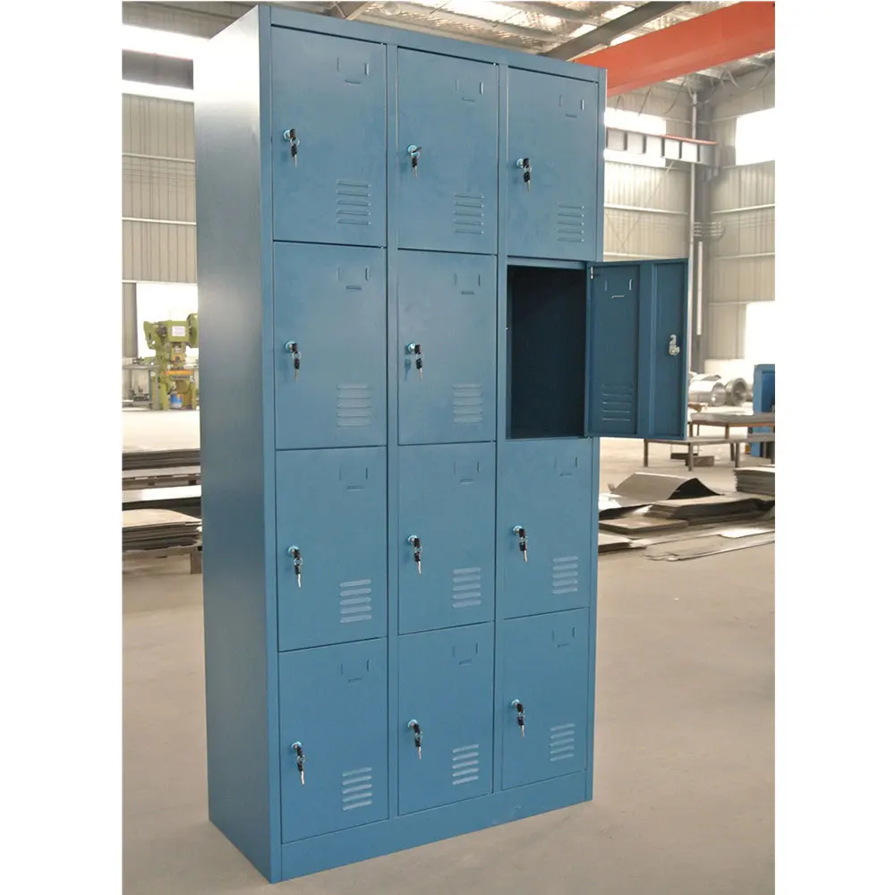 Metal Lockers 6 Doors Steel Flatpack Storage Lockable Gym School Blue 45cm D 
