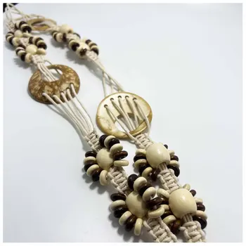 High-end clothing decoration Coconut wood decoration Wood beads inlaid hand woven belt custom wholesale