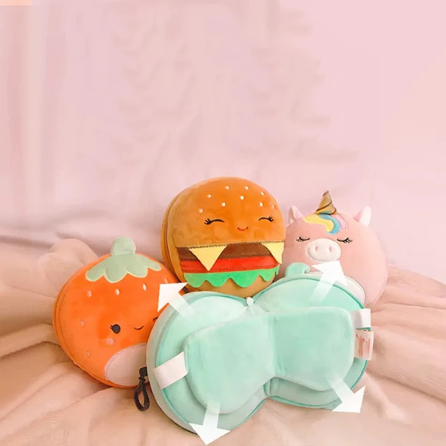 Wholesale Cartoon 2 in 1 Portable Filled Microbead Airplane Eye Mask Bag Sleeping Neck Pillow