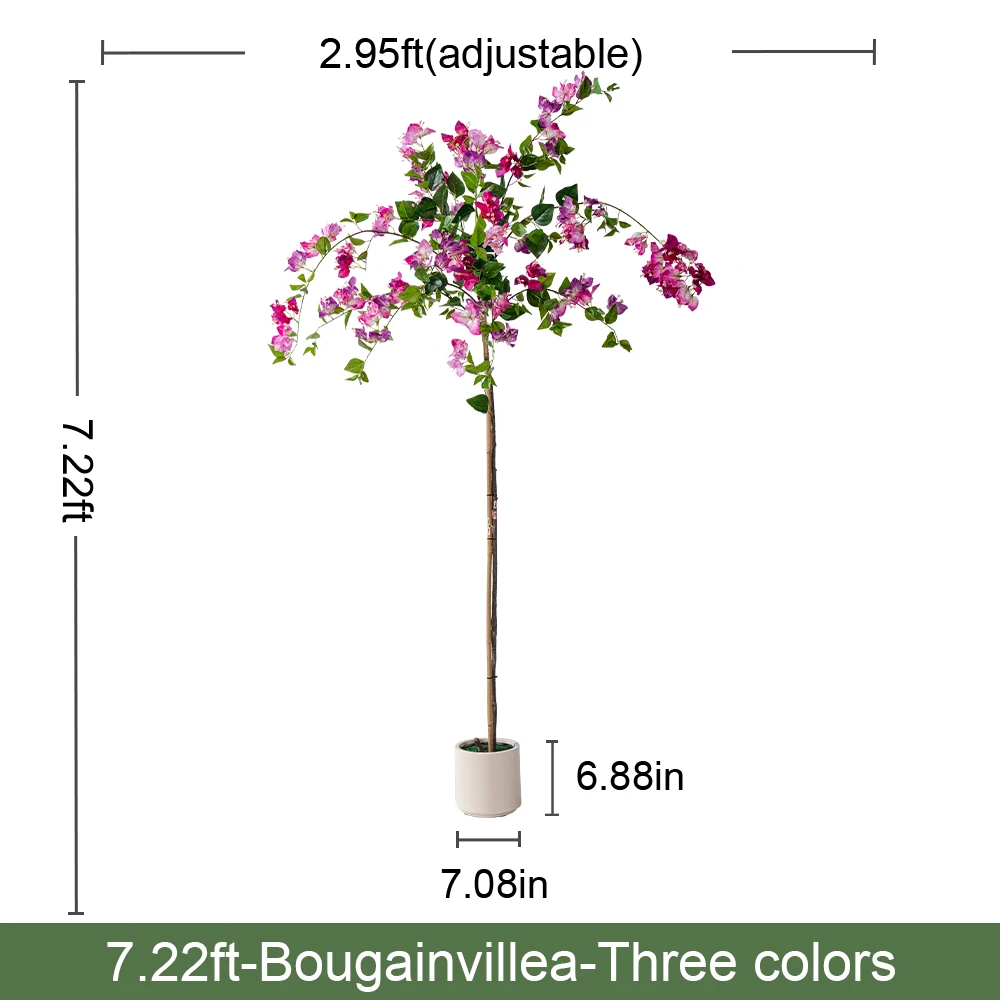 Natural Style Home Office Decor Artificial Bougainvillea PVC Green Plastic Pot Real Touch Leaves Artificial 180cm Fabric Wedding supplier