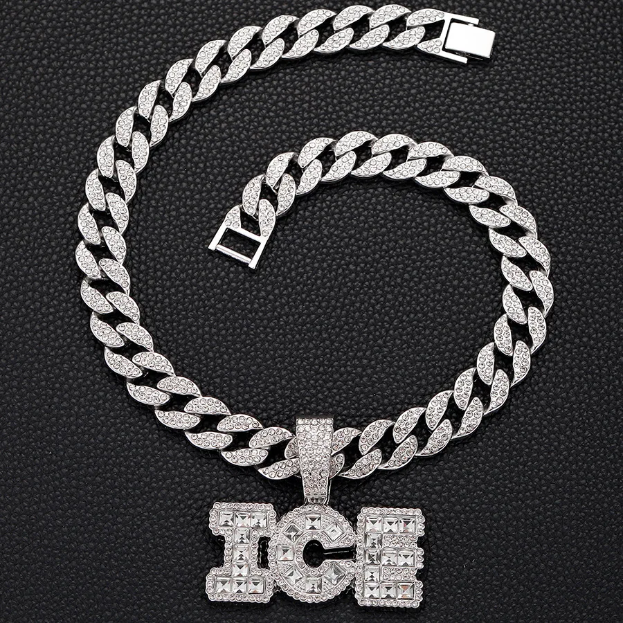 NL2139 ICE Hip Hop Splicing Square Diamond Baguette Charm