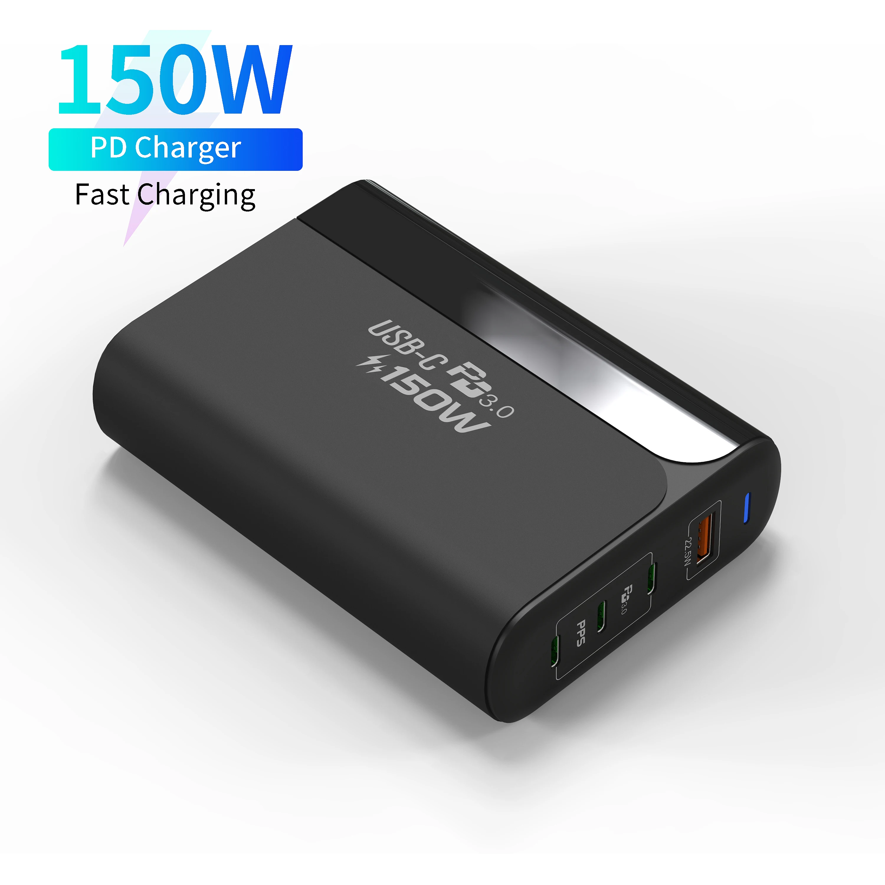 2021 Newest Universal 4 Ports GaN 3C1A 150W 65W PD QC Multi Port USB Smart Charger Type C PPS PD Charger US Plug Gallium Nitride