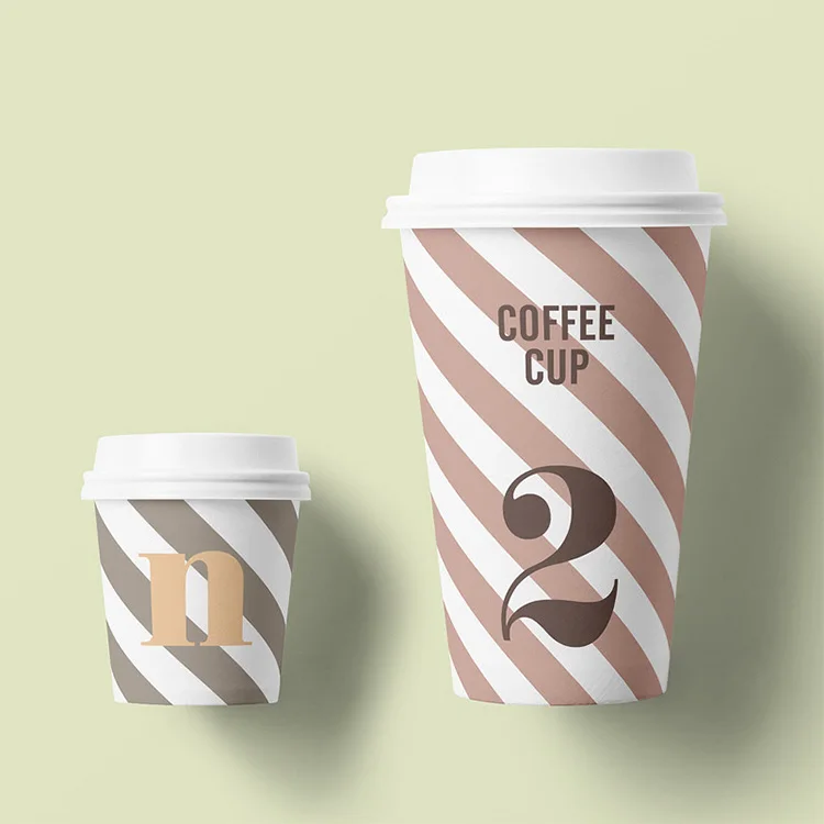 Custom Printed Disposable Coffee Cups - Double Wall Ripple