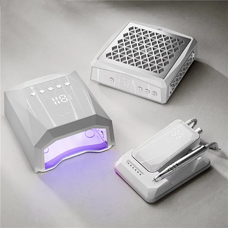 3-in-1 Nail Kit Electric Nail Drill Machine Fast UV LED Nail Dryer Lamp Nail Dust Collector Manicure Tool for Beauty Salon