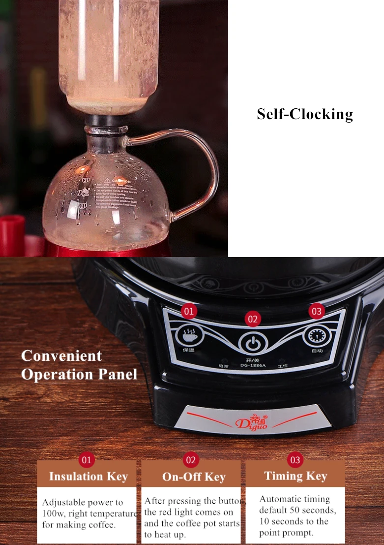 Arriart Stainless Steel Syphon Coffee Maker Electric Siphon Coffee