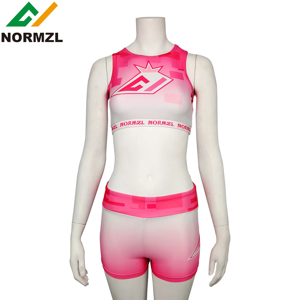 Customized Cheer Practice Wear Sublimated Bra Shorts Training Sets Breathable Spandex Cheerleading Uniform Custom Logo Print