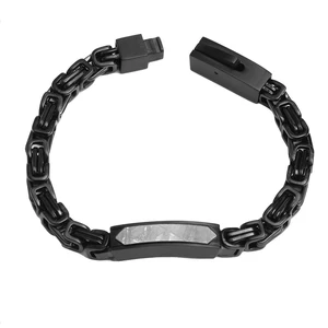 Fashion Men Jewelry Bracelet Stainless Steel Chain Necklace Genuine Meteorite Black Mens Bracelet